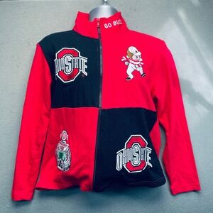 Ohio State Buckeyes Full Zip Jacket Size L Go Bucks Mascot Patch